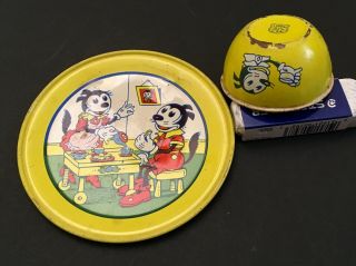 1950s Vintage Tin Litho J.  Chein Krazy Kat Plate And Cup