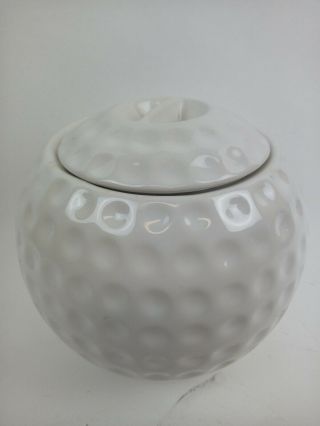Vintage Golf Ball Cookie Jar Treasure Craft White Rare Made In Usa Man Cave