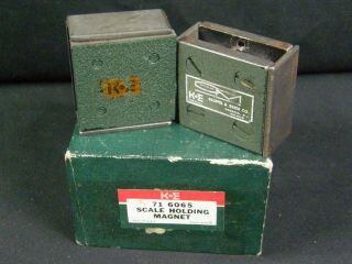 2 Vintage K&e Keuffel & Esser Optical Scale Holding Magnets 71 6065 W/ Box
