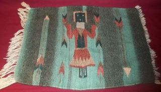 Vintage Navajo Native American Indian Rug Textile Weaving Kachina Blanket 19x15