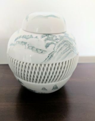 Imari Ginger Jar Hand - Painted Woven Lattice Antique Porcelain Bone China Vessel
