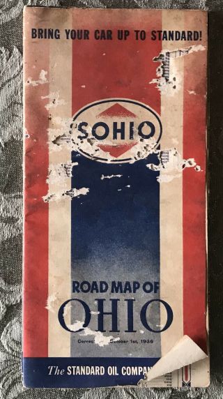 Vintage Standard Oil Co Sohio Road Map Of Ohio 126 29 X 22”