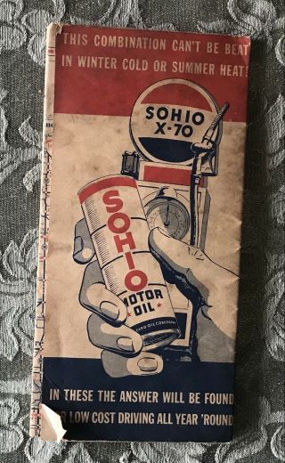 Vintage Standard Oil Co Sohio Road Map Of Ohio 126 29 X 22” 2