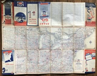 Vintage Standard Oil Co Sohio Road Map Of Ohio 126 29 X 22” 3