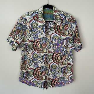 Vintage Robert Graham Multicolor Floral Short Sleeve Button Up Shirt Size Xl