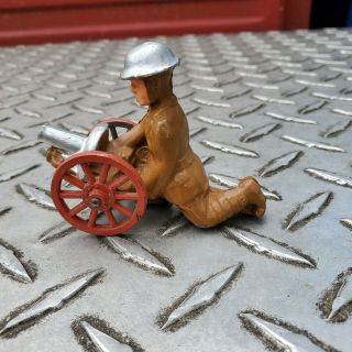 Vintage Barclay Manoil Lead Toy Soldier With Anti Tank Cannon Ww1