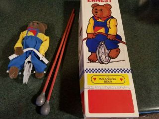 Vintage Ernest The Balancing Bear Unicycle Toy