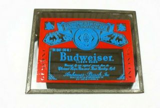 Vintage Budweiser Mirror Carnival Prize Beer Sign 10 " X 8 " Man Cave