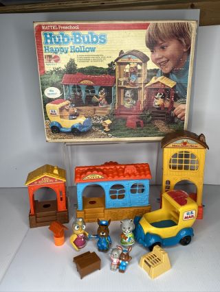 Vintage 1975 Mattel Preschool Hub Bubs Happy Hollow Play Set,  Box Ages 2 - 7