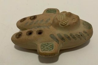 Rare Handmade/painted Indigenous 4 Hole Vintage Flute Salamander Motiff Ceramic?