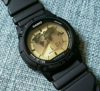 vintage casio abx - 20 twincept databank alarm world time lcd watch 1349 rare 3