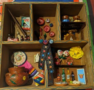 Mexican Miniature Shadow Box,  Pottery,  Kitchen,  Wall Decor