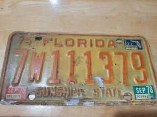1975 75 1979 79 Florida Fl License Plate Sunshine State 7w111379