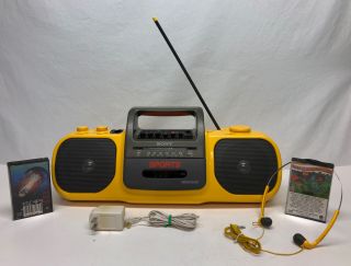 Sony Sports Mega Bass Cfs - 904 Yellow Vtg Boombox Radio Cassette Player