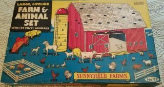 Vintage 1950s Ohio Art Co Tin Farm Set,  Silo,  Roof,  No.  88