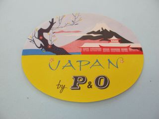 Large P & O Line Luggage Label Japan Full Gum On The Reverse 5 1/2 "