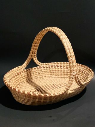 South Carolina • Gullah Sweetgrass Basket • Traditional • Handmade • 12”x10”x9”