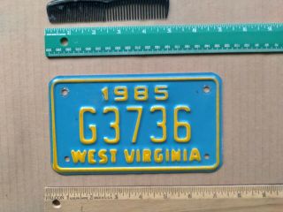 License Plate,  West Virginia,  1985,  Motorcycle,  G 3736
