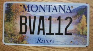 Single Montana License Plate - Bva112 - Rivers