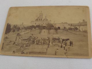 Antique W.  H.  Jackson Photo Of Queretaro Church And People 1880 " S