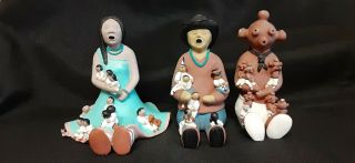 Vintage Native American Clay Story Tellers All Signed By Artist Rod Kuehrast