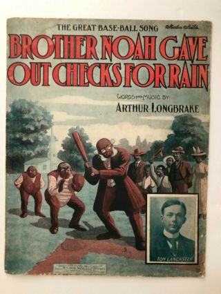 1907 Black Theme Sheet Music,  Brother Noah Baseball Song
