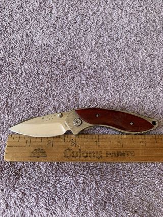 Buck 271 Alpha Dorado Knife Polished Bos 154cm Blade Rose Wood Handle 12c27m