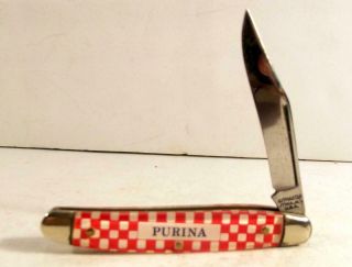 Vintage Nos Purina Single Blade Folding Pocket Knife By Kutmaster Utica,  Ny