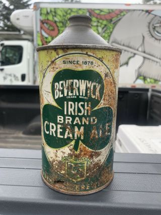Beverwyck Irish Brand Cream Ale Quart Cone Top Beer Can Albany,  Ny.