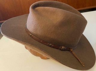 Az - Tex Wool Western Cowboy Hat With Leather Hatband Sz 7 - 1/4 Vgc