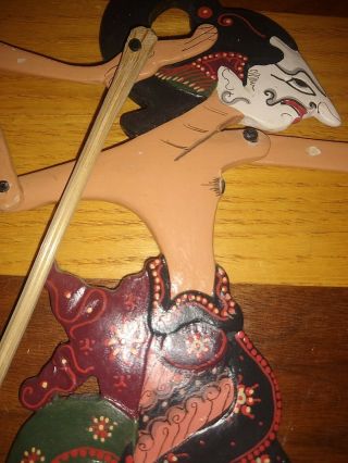 Vintage Handcrafted 2 Indonesian Wayang Kulit Wooden Stick Shadow Puppets