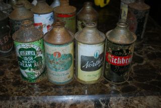 4 Dumper Cone Top Beer Cans - Beverwyck,  Gettlemen,  Northern,  Richbrau