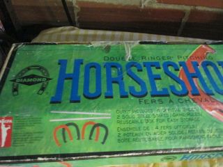 Vintage Diamond Double Ringer Pitching Horseshoes Tournament Set Made In The Usa