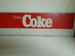 Vintage Enjoy Coca - Cola Metal Sign Double Sided Enjoy Coke 70s 80s 31” x 10” 2