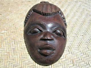 Vintage Face Mask Wood Hand Carved Wooden Tribal African Wall Art Primitive