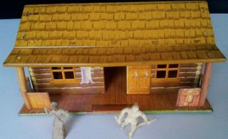 Marx Playset Tin Bar M Ranch Cabin With Figures