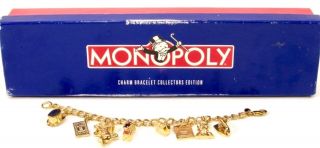 Vintage Charm Bracelet Iob Collectible Monopoly Game Charms Signed