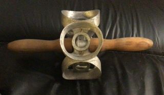 Vintage Houpt Cutters 2 3/4 " Rolling Donut Cutter With Wooden Handles