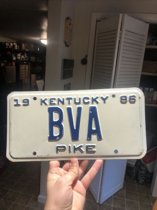 1986 Kentucky Vanity License Plate “bva” Initials Pike County