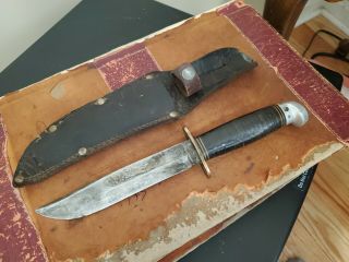 Vintage Western Cutlery Hunting Knife & Sheath Usa - Pat 1967479 - 6 " Blade