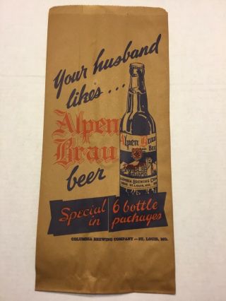 Alpen Brau Beer Bag,  Columbia Brewing Co.  St.  Louis Mo.