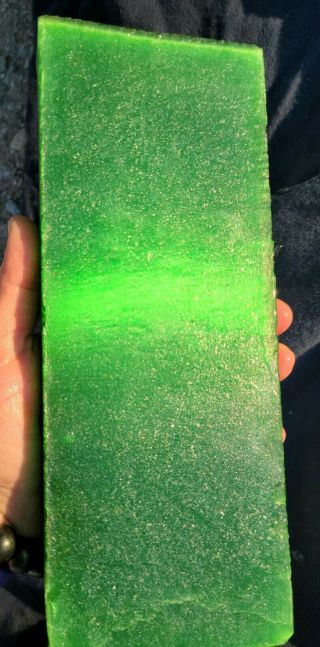 Fiber Optic Glass Green Color Rough Block For Knapping Arrowhead Thinner 3.  3