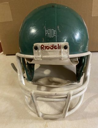 Vintage Ridell High School Football Helmet Green Eau Claire Regis Wisconsin
