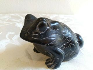Eskimo Inuit Hand Carved Etched Soapstone Frog Figurine Sculpture Unsigned