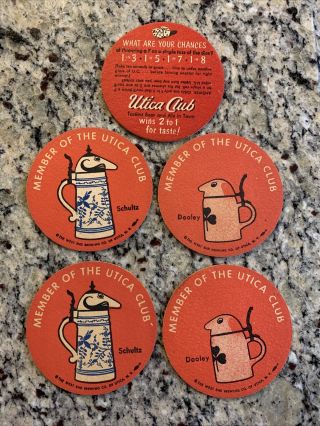 Vintage Member Of The Utica Club Beer Coaster & Roll Dice Game Beer Coaster