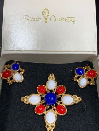 Vintage Sarah Coventry “ Americana “ Pin Clip Earring Set Wow 1971