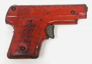 Rare Scarce 1940’s Metal Pressed Steel Tin Red Pistol Gun Toy.  32 A21