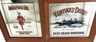 . 2 Vintage Small Bar Mirrors.  Beefeater Gin & Kentucky Derby Blue Grass Bourbon.