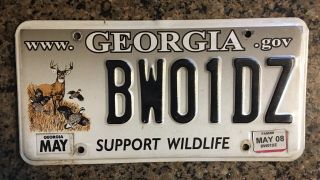 2008 Georgia Support Wildlife License Plate