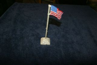 Vintage Marx Wwii Battleground Playsets American Tin Flag With Pole And Base